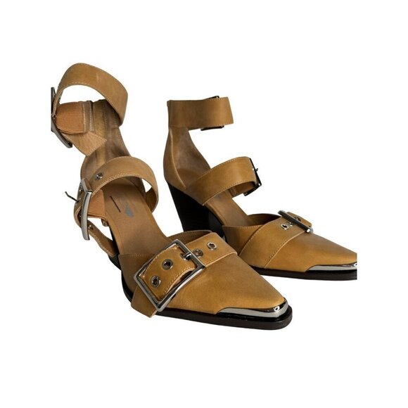 Free People X Jeffrey Campbell Hendrix Heels Tan Leather Size 6 NEW - Picture 4 of 7